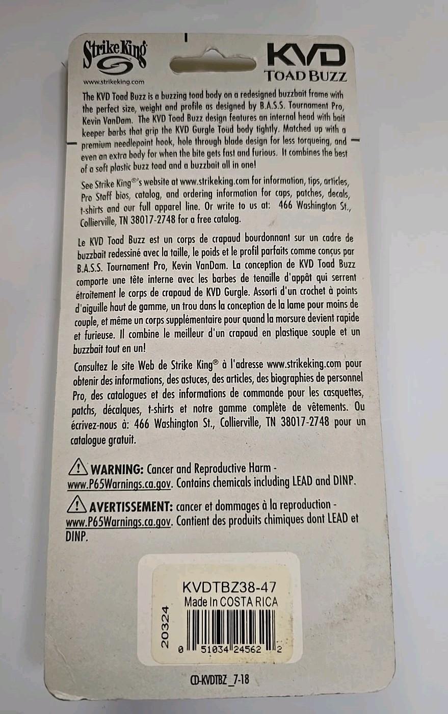 LOT OF 3 STRIKE KING 3/8 OZ KVD TOAD BUZZ BASS BUZZBAIT FISHING LURES 3 COLORS - Image 8