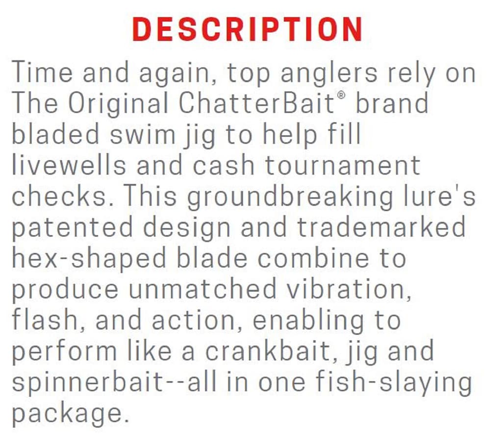 Zman Chatterbait 3/8 oz Sinking Lure Chart (0102) - Image 3