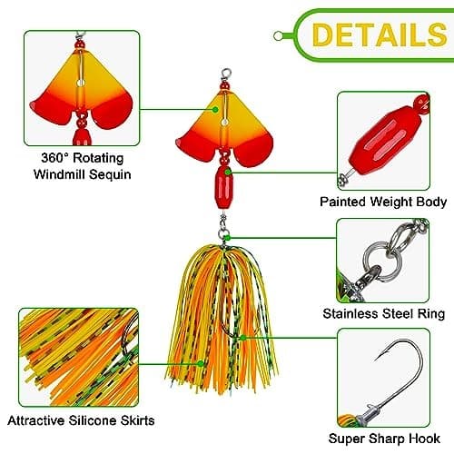 Spinnerbait Fishing Lures Kit Set, 6pcs Bass Fishing Buzzbait Style B-6pcs - Image 3