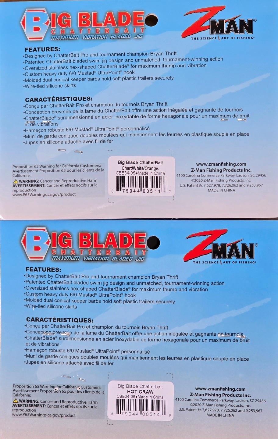 (Ct of 2) Z-Man Big Blade Chatterbait 3/4 oz Provides Maximum Thump & Vibration - Image 4