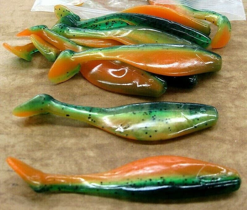 4" Shad Paddle Tail Swimbait great for Umbrella Rig 40 count bag Sassy Firetiger - Image 3