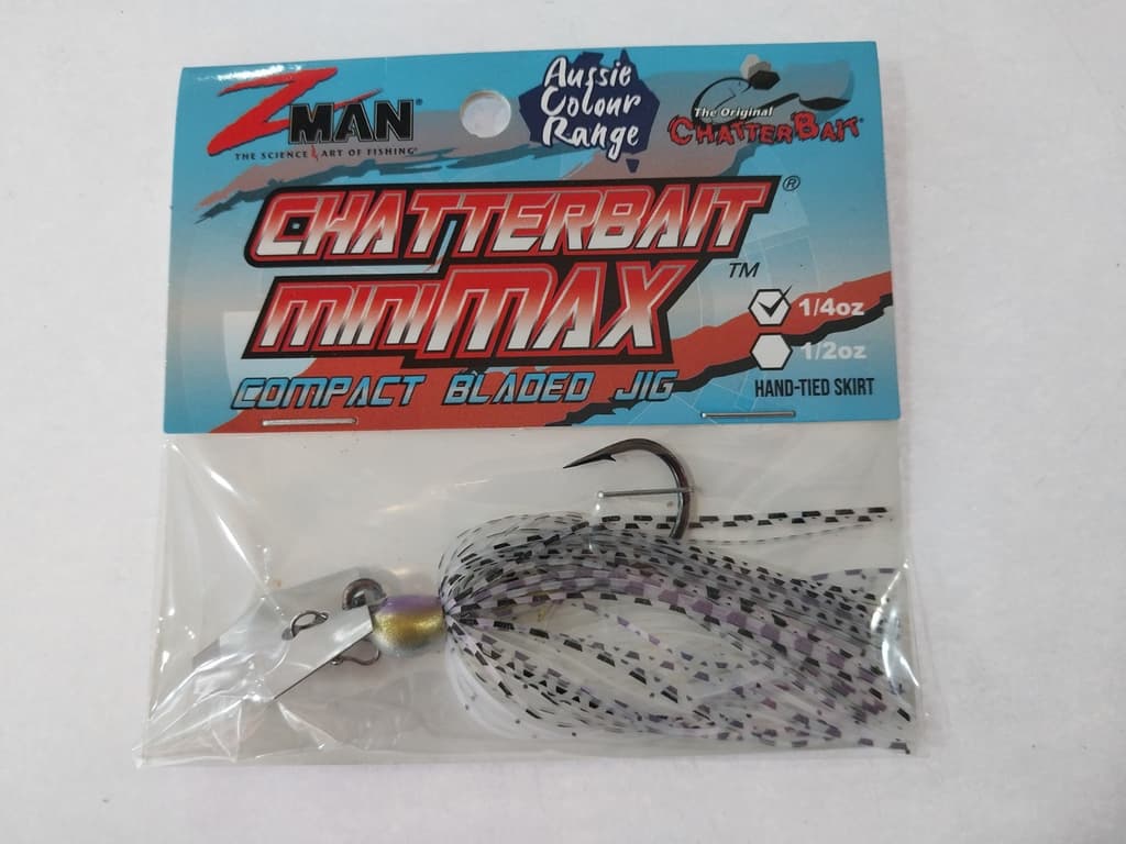 ZMan Chatterbait Mini Max 1/4oz Purple Glimmer Fishing Lure - Image 1