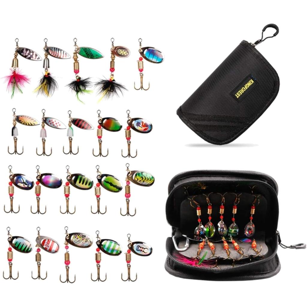 Ultimate 20-Pc Spinnerbait Kit with Visibility-Enhancing UV Reactive Features - Image 1
