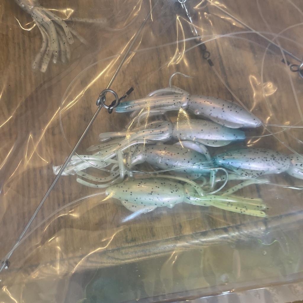 9” Umbrella Rig 4 Arm 11” With 5.5” Squid (9)  8/0 Mustad New Pkg Blue/pink Pep - Image 5