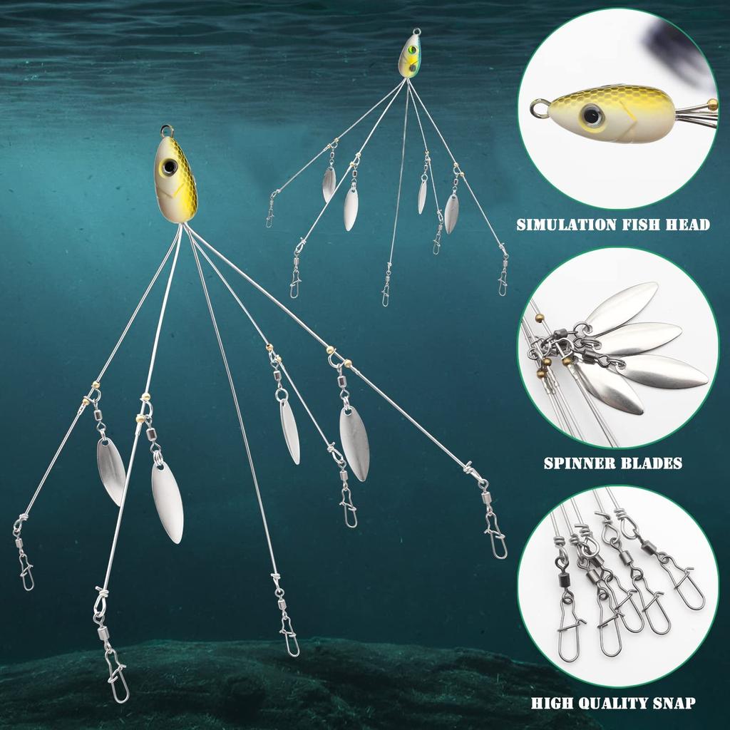 5 Arms Alabama Umbrella Rig Fishing Bass Kit Fishing Lures Rigs for Lures wit... - Image 6