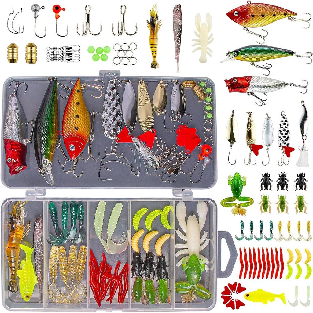 Freshwater Fishing Lure Set Bass, Trout, Salmon Fishing Accessories Tackle Case - Image 1