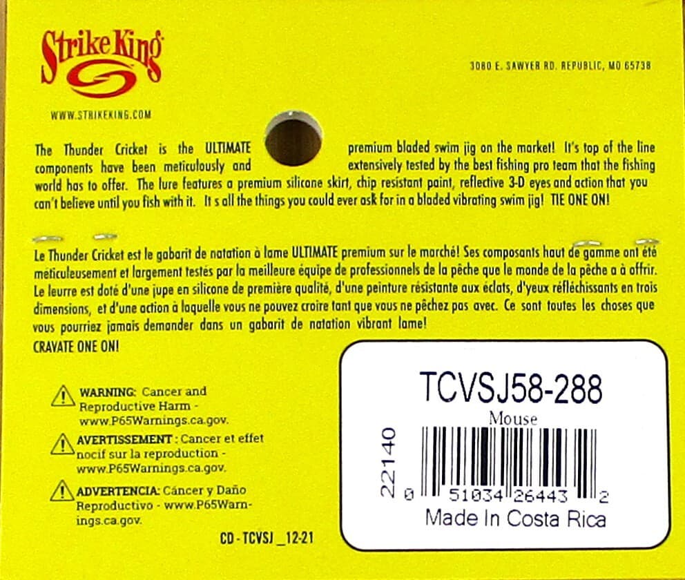 (12) Strike King 5/8 Oz Thunder Cricket Bladed Vibrating Jigs Mouse Brand New - Image 4