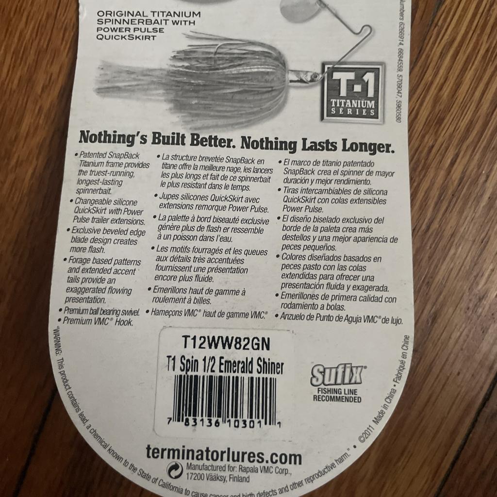DISCONTINUED TERMINATOR T-1 TITANIUM 3/8 OZ SPINNERBAIT Emerald Shiner! New - Image 6