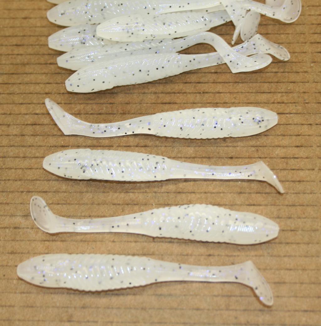 5" Swim Minnow Violet Pepper Paddle Tail Swimbait Trailer for A Rig 50 pack Bag - Image 3