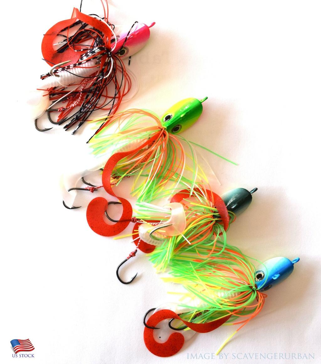  4 NEW 1 1/2 Oz. BEARDED BUZZBAIT BUCKTAIL JIGS FOR FLOUNDER FLUKE BASS - Image 2