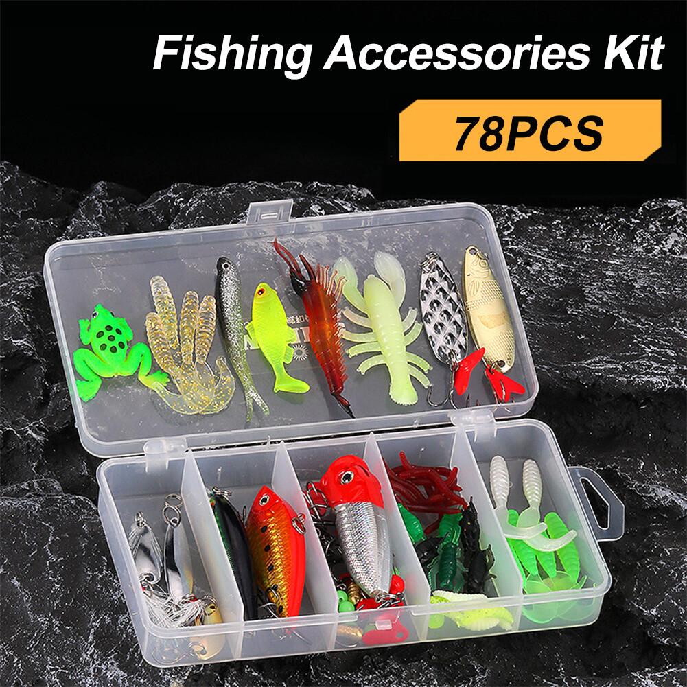78pcs Fishing Accessories Kit Mixed Hard Wobbler Metal Jig Spoons Soft Lure Bait - Image 2