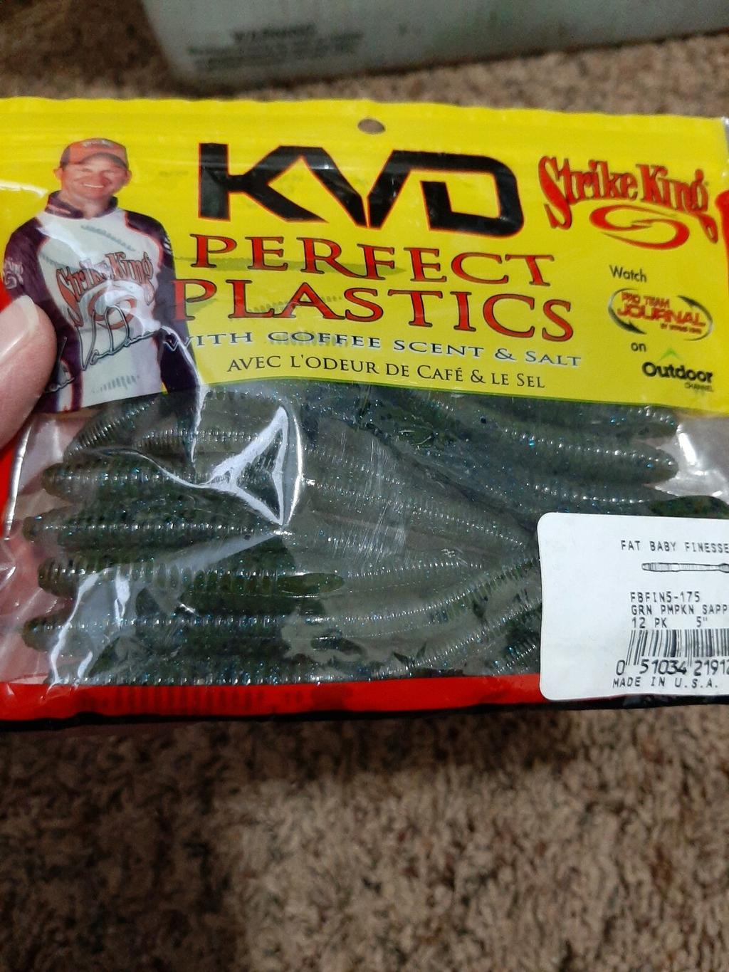 Strike King KVD FAT Baby Finesse Worm FBFIN5-175 Green Pumpkin Sapphire 5".  - Image 3