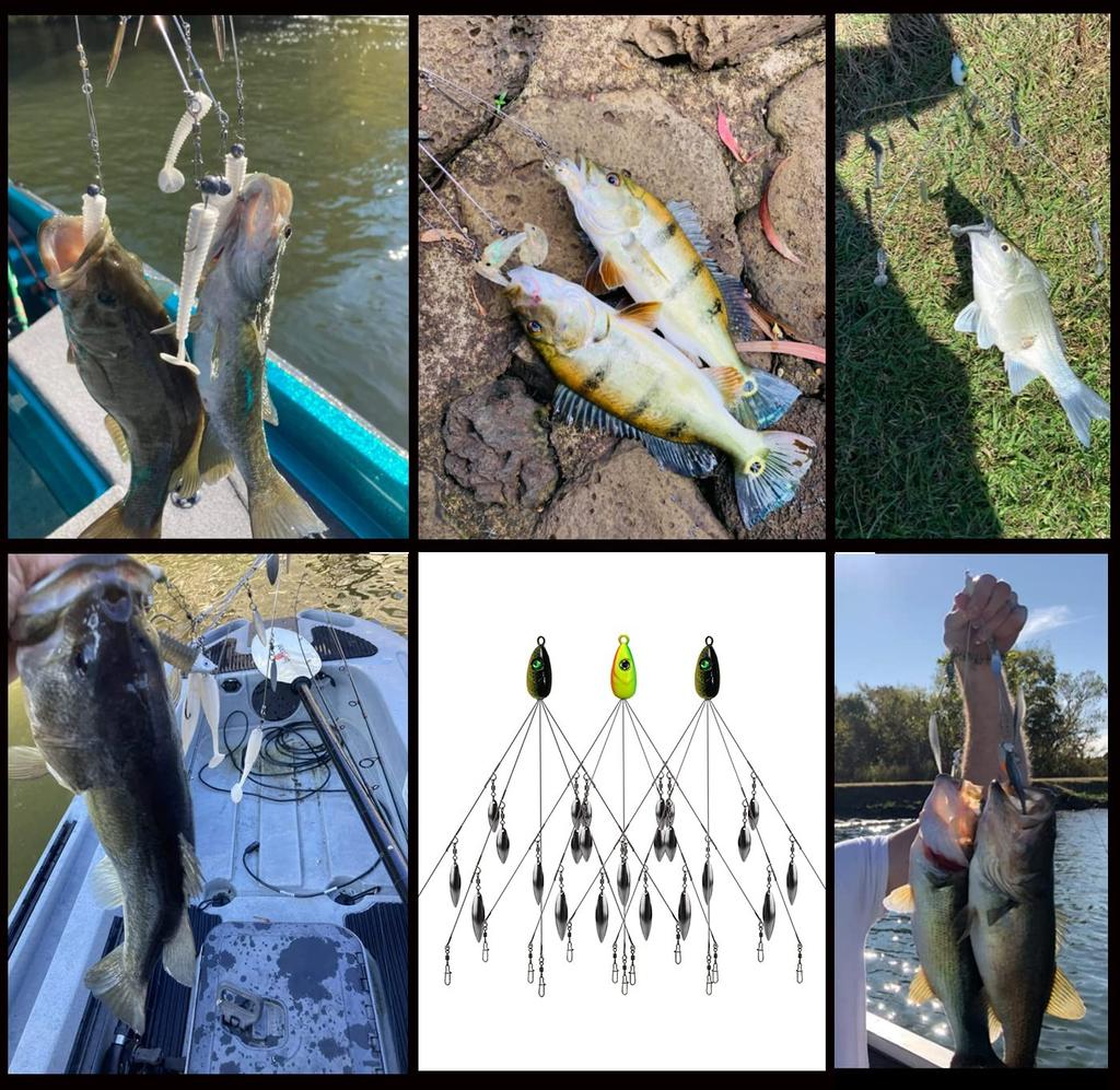 Alabama Rig for Bass Striper Fishing Lures Baits 5 Arms Umbrella A-Rig Swimba... - Image 2