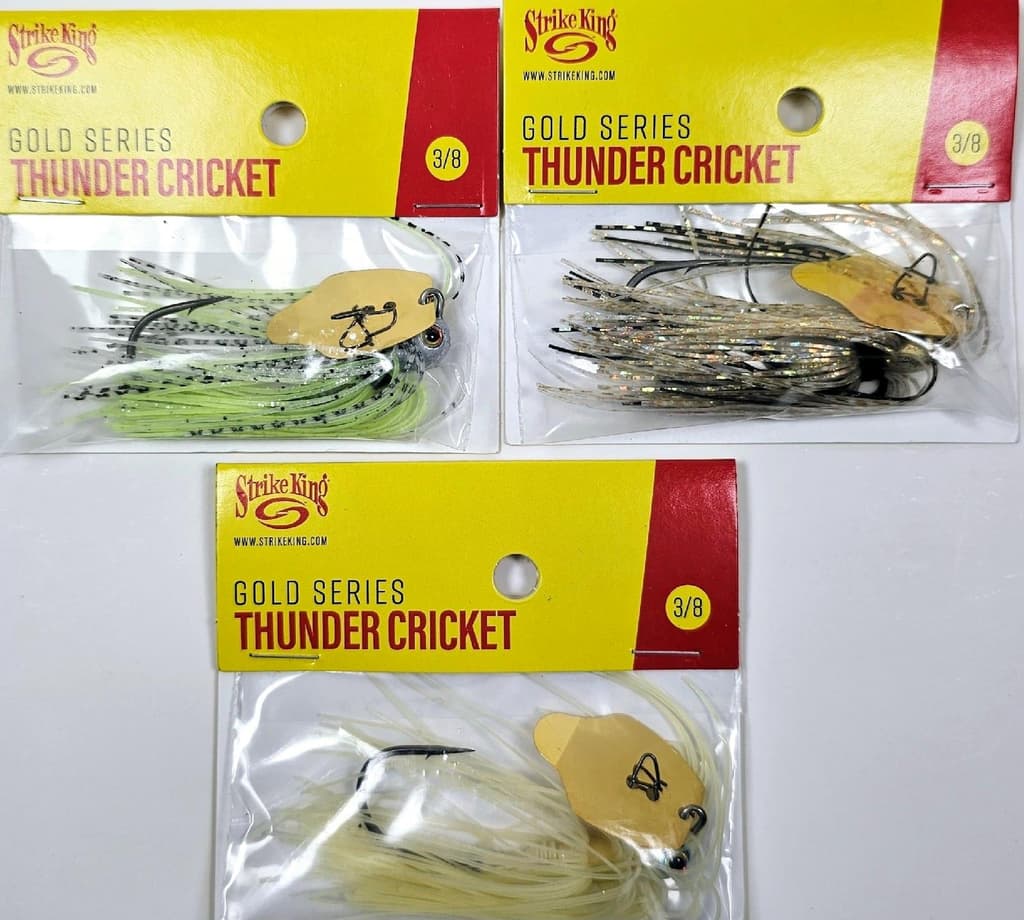 (Lot of 3) Strike King Gold Series Thunder Cricket Vibrating Blade Jig 3/8oz!! - Image 1