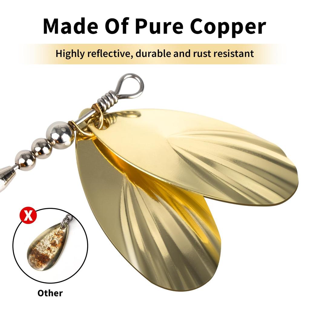 Fishing Spinner 3pcs, Musky Bucktail Spinnerbait with Double Blades for Pike,... - Image 4