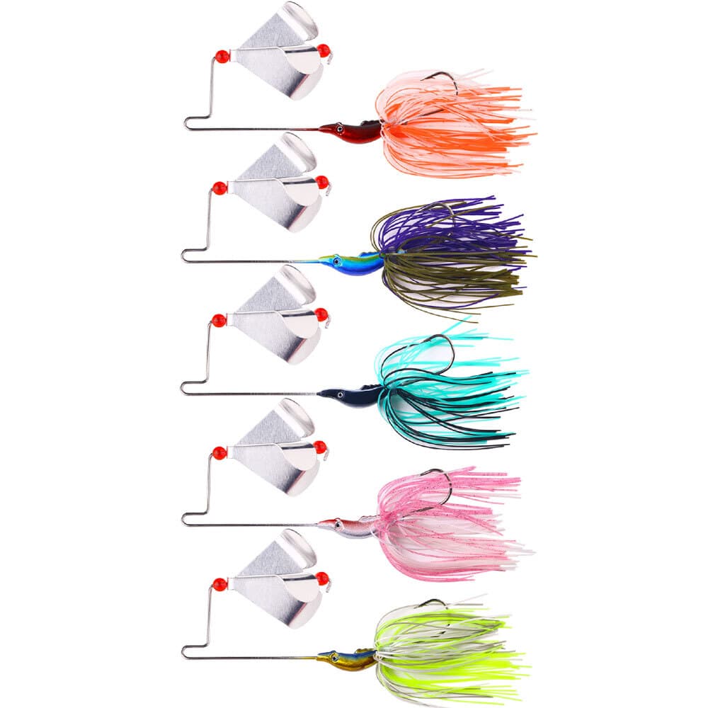 5PCS Spinnerbait Fishing Lure Buzzbait 22g Blade Bait Spoon Rubber Skirt Bass - Image 1
