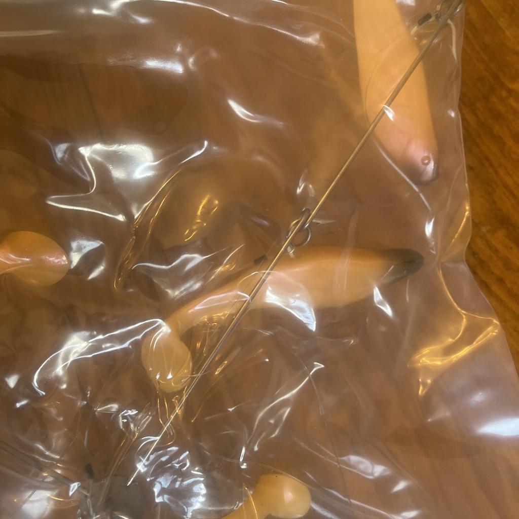 9” Umbrella Rig 4 Arm 11” With 6” Shad (9)  Pearl Black Head  8/0 Mustad New Pkg - Image 6