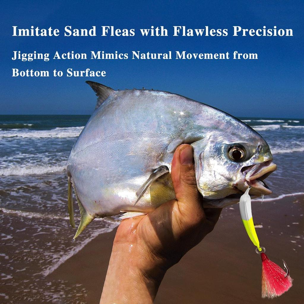 5 Pack Fishing Jig Heads, Swimbait Jigs Pompano Jigs with Teaser Hooks, Surf ... - Image 2