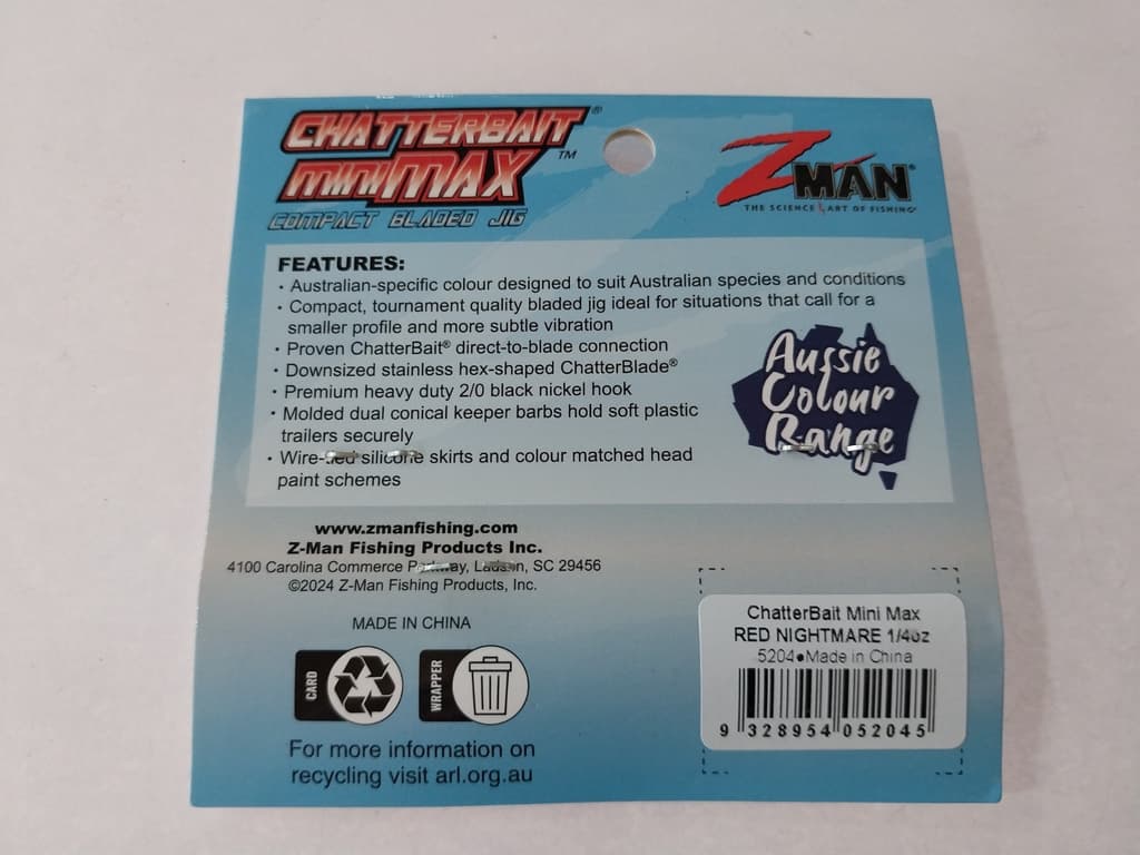 ZMan Chatterbait Mini Max 1/4oz Red Nightmare Fishing Lure - Image 3