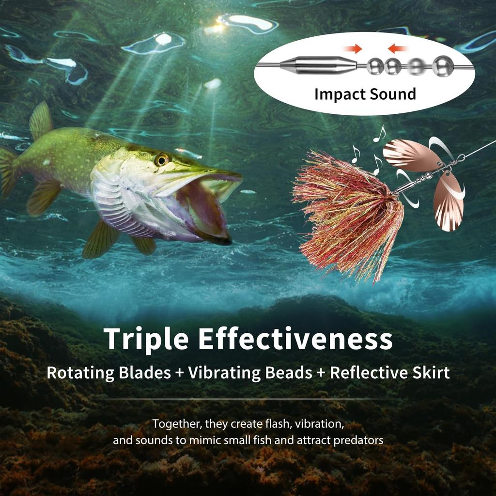 3PCS Premium Bass Fishing Buzzbait Kit Multicolor Swimbaits Hard Metal Lures US - Image 10