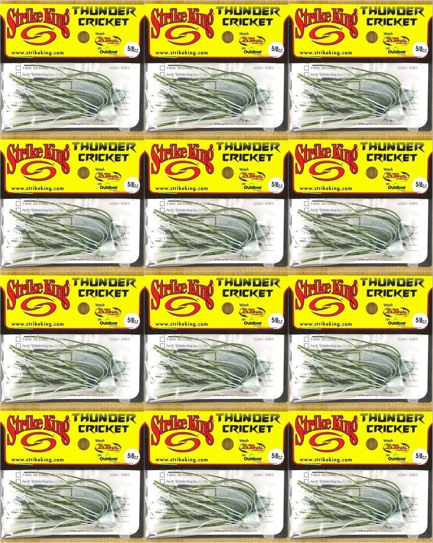 (12) Strike King 5/8 Oz Thunder Cricket Bladed Vibrating Jigs Olive Shad New - Image 1