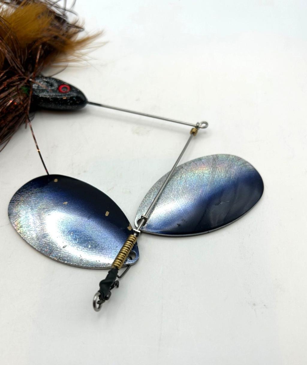 FryeBaits Custom Muskie Spinnerbait 4.6oz Double Nickel Bucktail Marabou - Image 5