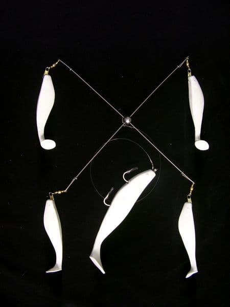 15" WHITE Umbrella Rig/ Striper Fishing Lures  - Image 1