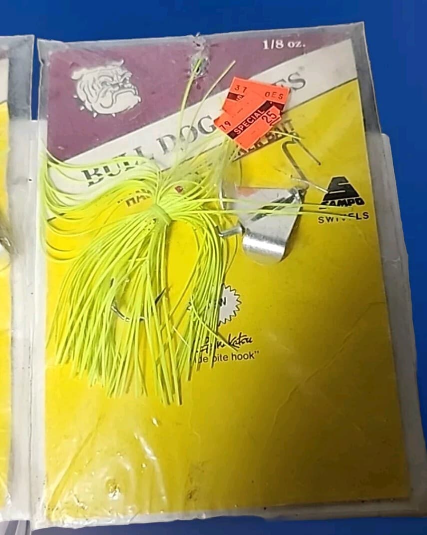 5x VINTAGE HAWG DOG SPINNERS ⅛oz GAMAKATSU HOOKS - Image 3