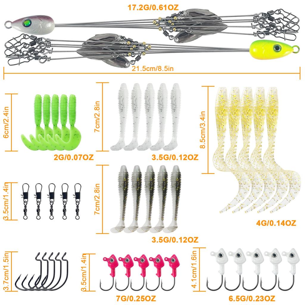 FREE FISHER 43pcs Fishing Alabama Rig Bait,5-Arm Umbrella Rigs,Fishing Gear Box  - Image 3