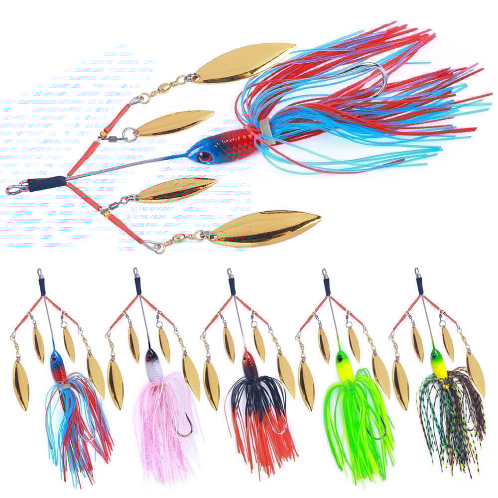 5Pcs Spinnerbait Fishing Lure Buzzbait 22.6g Blade Bait Spoon Rubber Skirt Bass - Image 1