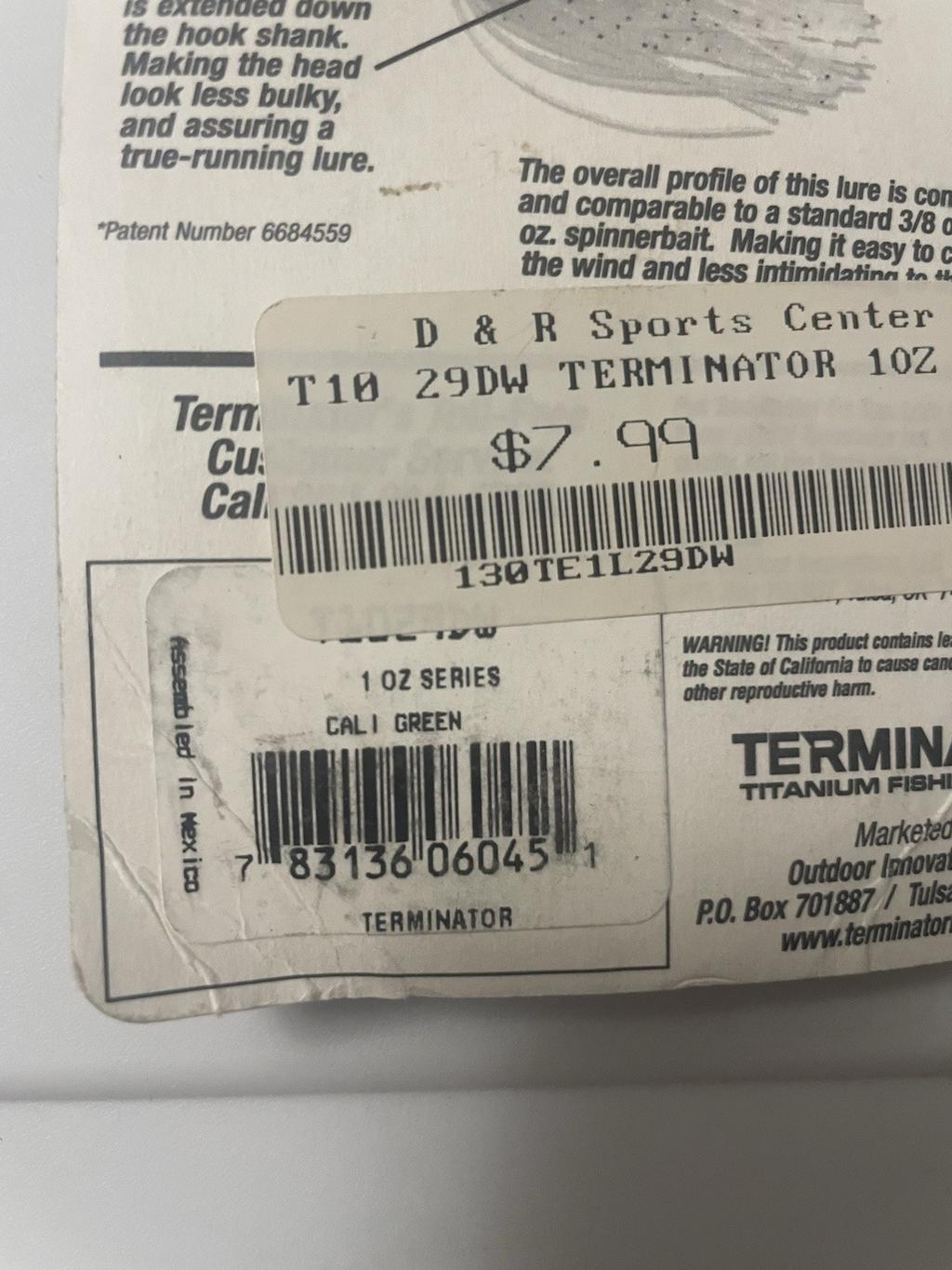 Original Terminator T-1  Titanium Double Willow Spinnerbait 1 Ounce Cal I Green. - Image 5