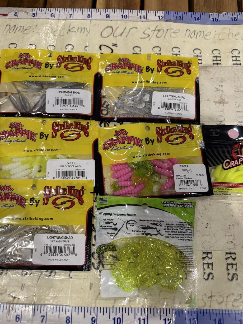 7X Mix Lot Strike King Panfish Mr Crappie Curly Tail Grub Fishing Lures - Image 1