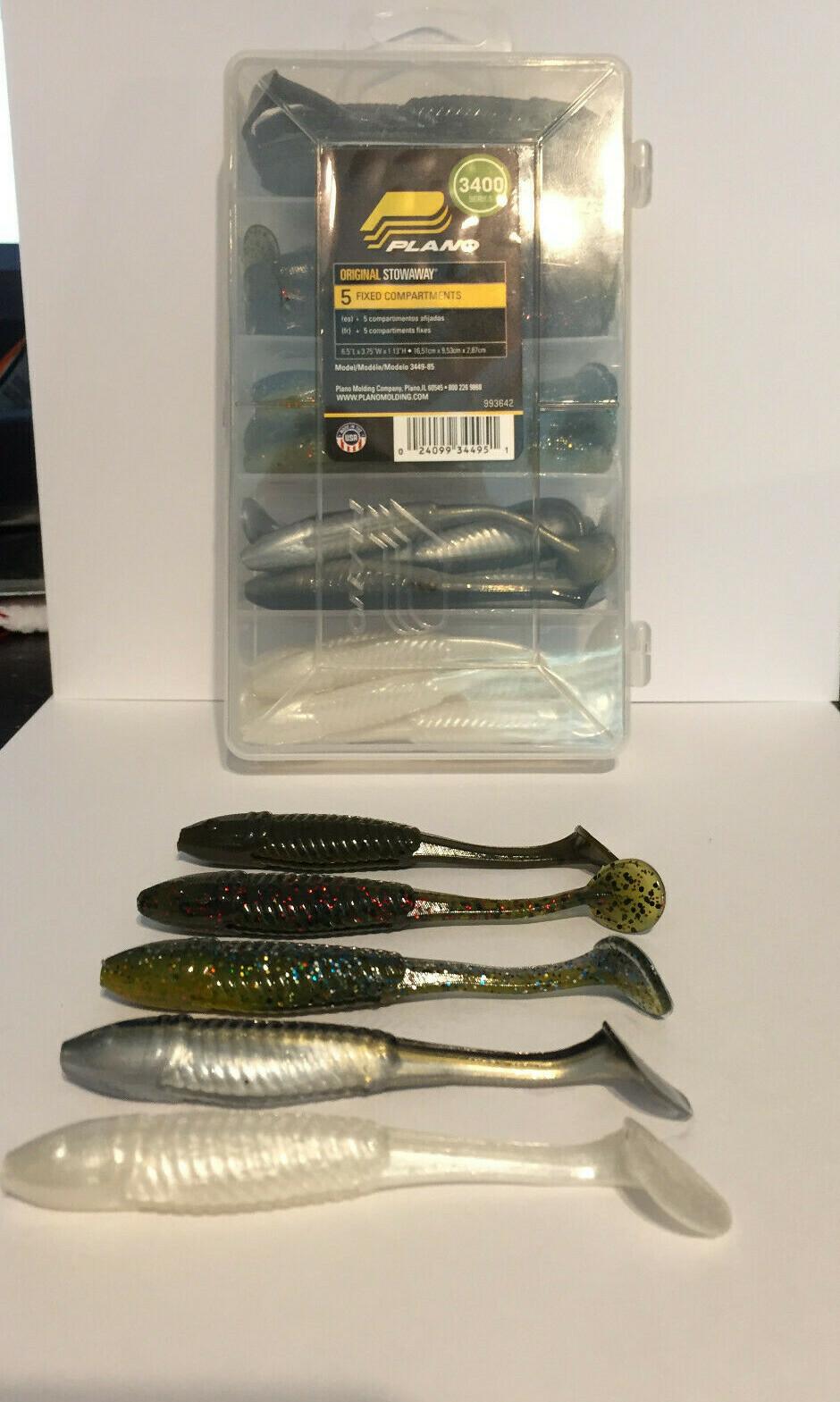BTS 30pc. 3.5" Minnow Swimbait Kit. Plano Lure Box, 5 colors  Alabama Rig Baits  - Image 1
