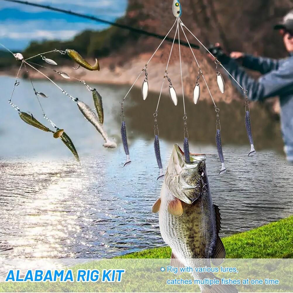 5 Arms Alabama Rig Fishing Lure Umbrella Rig w/Spinner for Striper Boat Trolling - Image 2