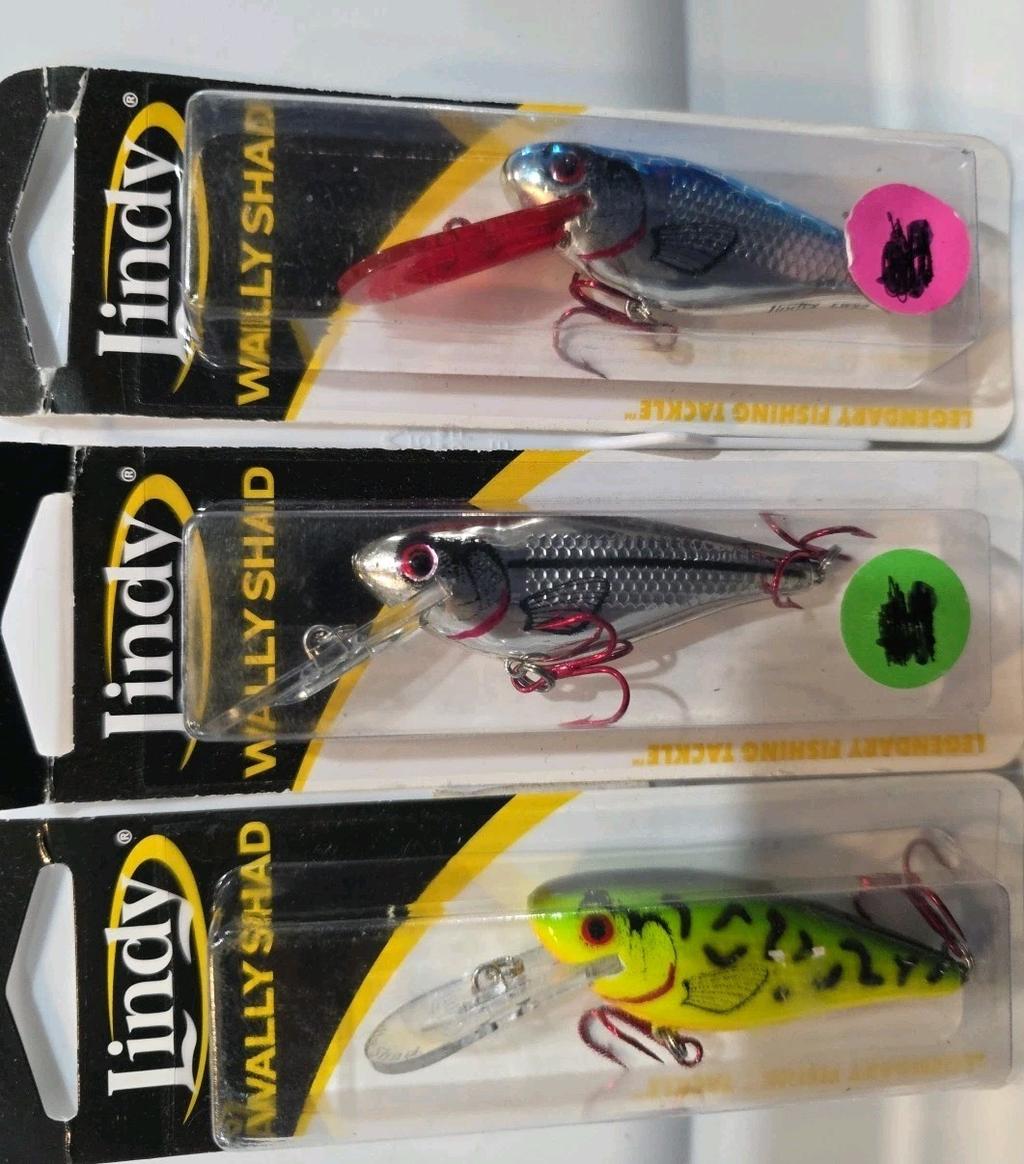 Lot of 3- Lindy Wally Shad 2.5" Blu, Firetiger, Silver Blk 1/3oz Bass Crankbait  - Image 6