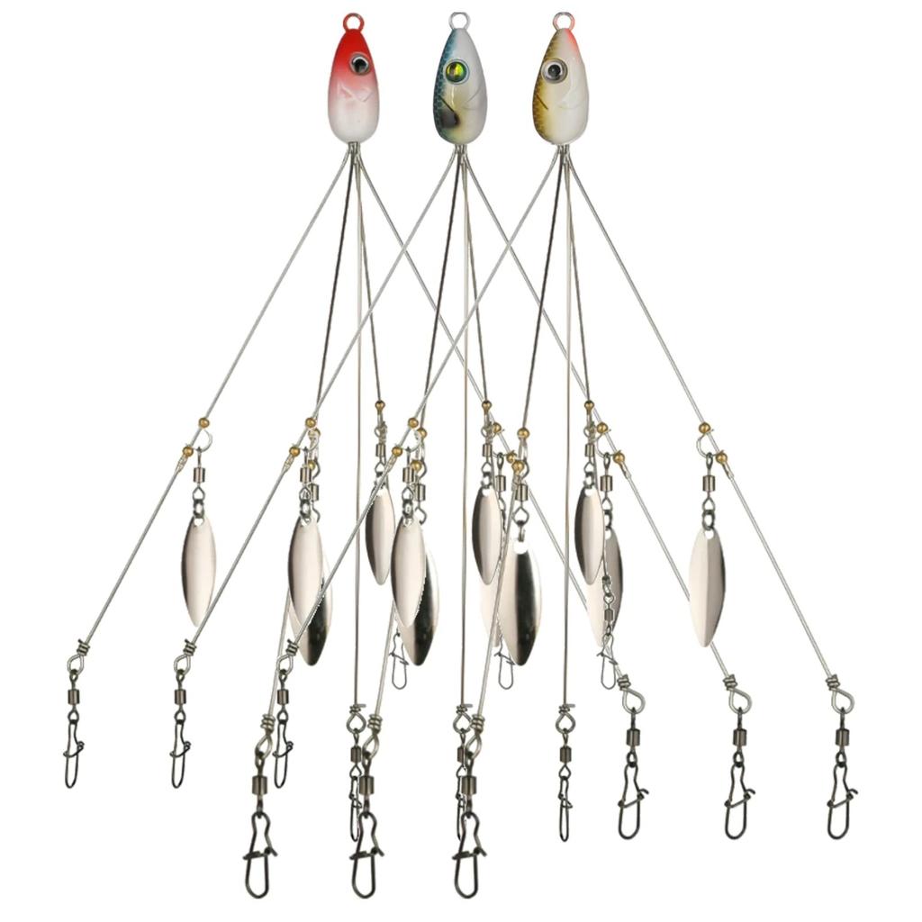 3 Pcs 8.5 in 0.6 Oz Alabama Rigs, 5 Arm Umbrella Rig Swimbait with 4 Willow L... - Image 1
