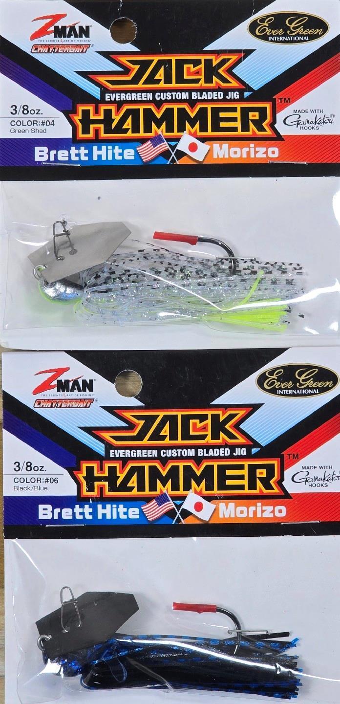 (Ct of 2) Z-Man Evergreen Chatterbait Jack Hammer 3/8 oz Evergreen Custom Blade! - Image 1