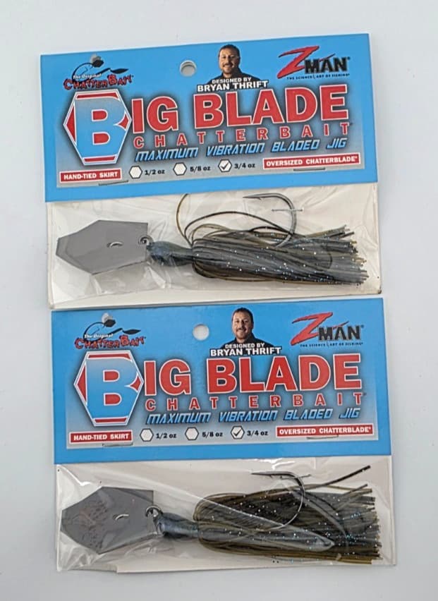 (2) Z-Man Big Blade 3/4 oz Chatterbait Fishing Lure Lot of 2 Green Pumpkin Candy - Image 1