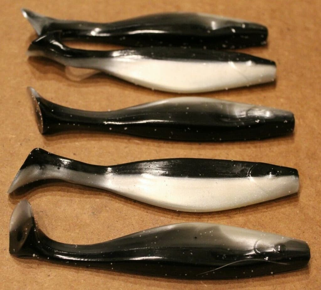 5" Shad Paddle Tail Swimbait great for Umbrella Rig 20 count bag Black Shad - Image 3