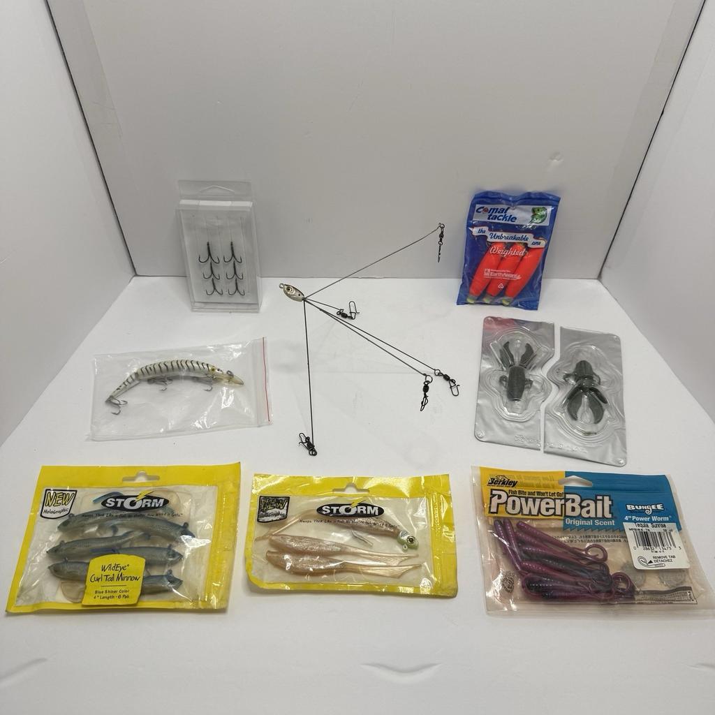 Lot of Fishing Lures, Treble Hooks, Bait, Floats and an Alabama Rig - Image 1