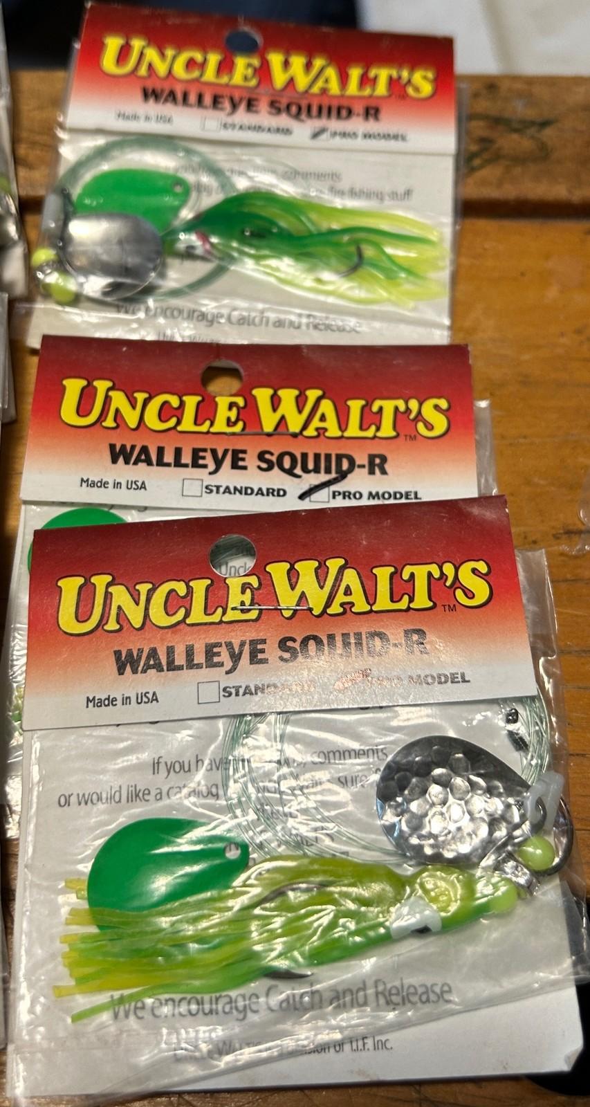 59 NEW UNCLE WALT'S WALLEYE SQUID-R PRO SPINNERBAIT LURE SPOKANE MANY COLORS GLO - Image 5