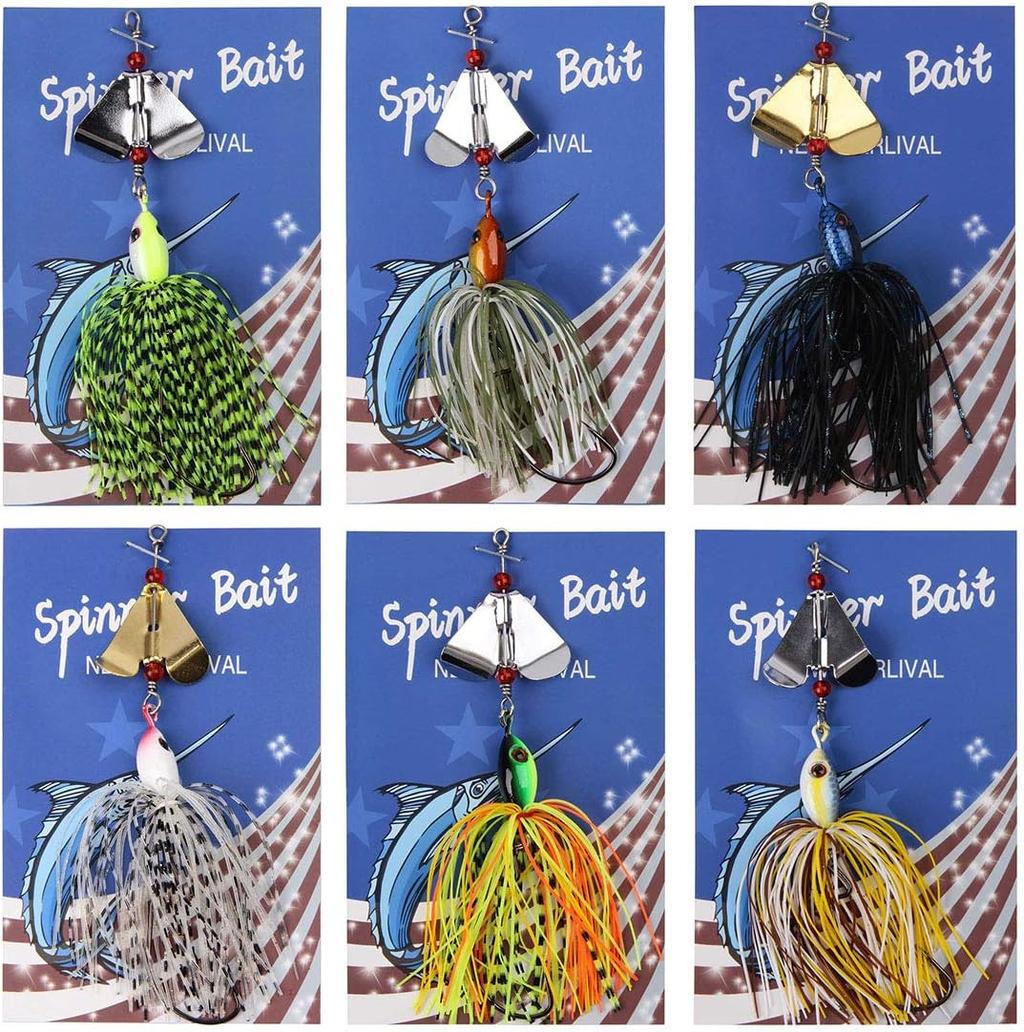 Spinnerbait Fishing Lures Kit Set, 6Pcs Bass Fishing Buzzbait Multicolor Bass Tr - Image 7