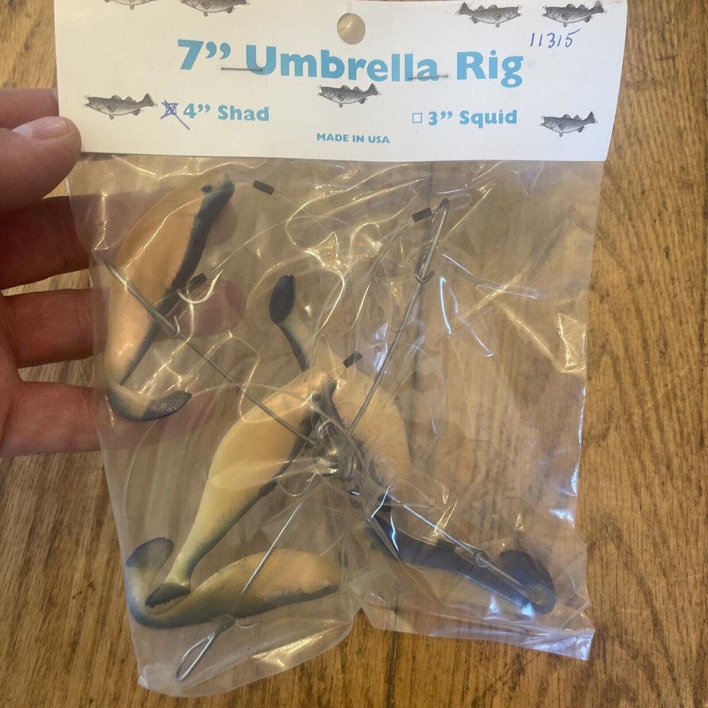 7” Umbrella Rig 4 Arm With 4” Shad (5)  Pearl Blue New In Package McKala Fishin - Image 1