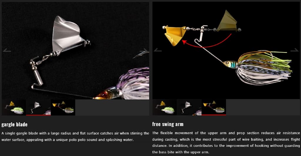 Jackall Gargle Buzzbait 3/8 oz Sinking Lure Chart Tail Gill (1697) - Image 3