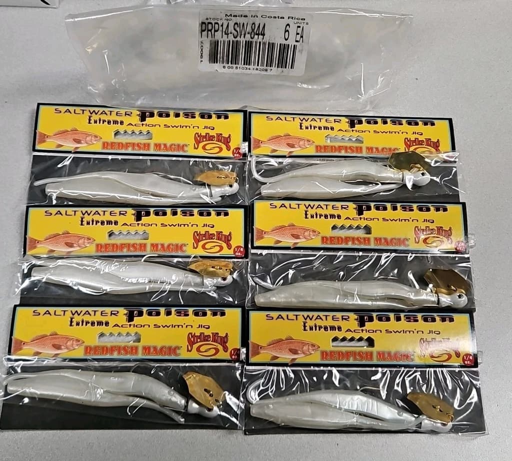 (6) Strike King 1/4oz Redfish Magic SALTWATER POISON SWIM'N JIG...#844...NOC!!! - Image 1