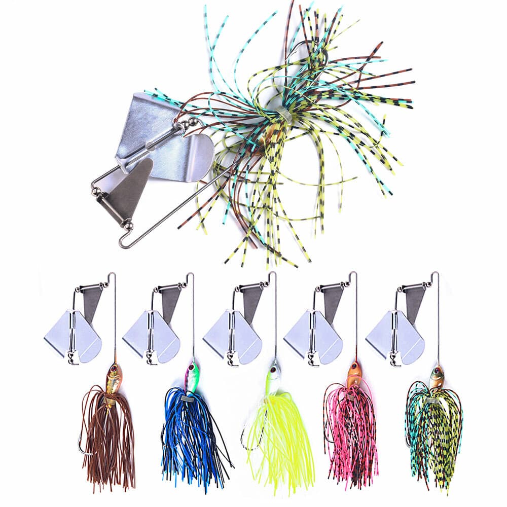 5PCS/Set 16g Blade Spinner Bait with Rubber Skirt Fish Buzzbait Fishing Lure Lot - Image 4