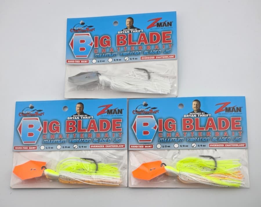 (3) Z-Man Big Blade 3/4 oz Chatterbait Fishing Lure Lot of 3 - Image 1