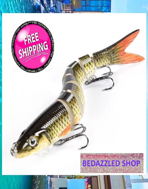 Fishing Lures 8-Segments Fish Bass Minnow Swimbait Tackle Hook Bait Pack of 5 - Image 13