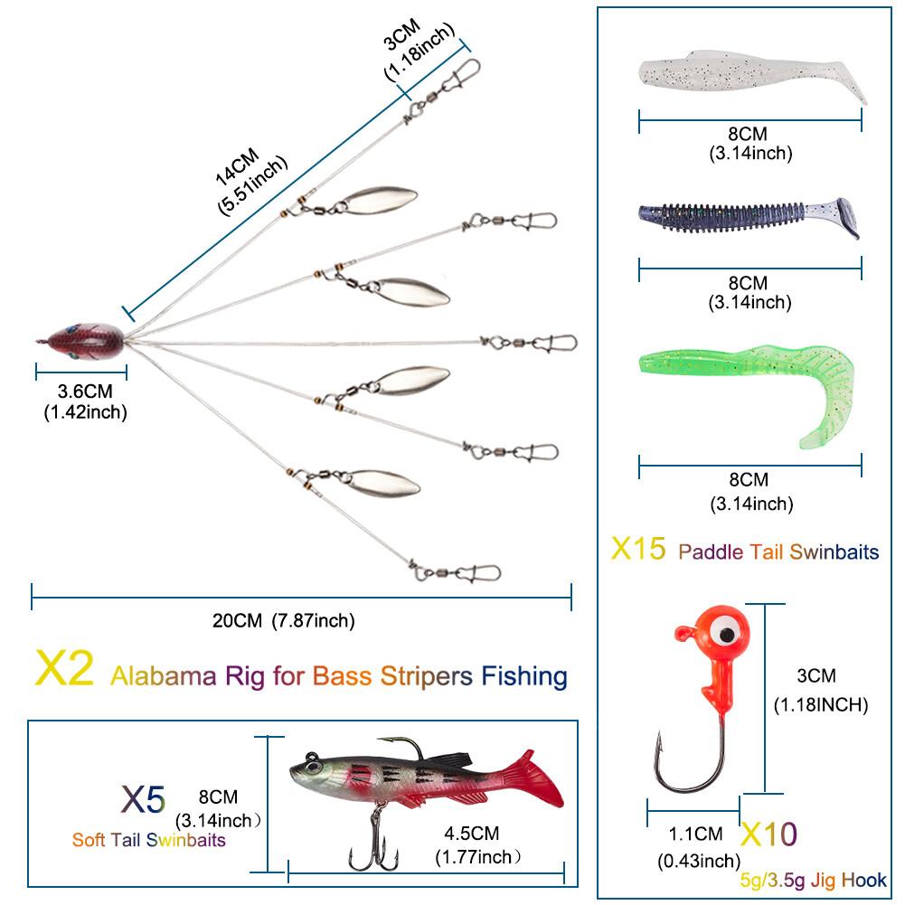 5 Arms Alabama Rig Fishing Lure Umbrella Rig w/Spinner for Striper Boat Trolling - Image 3