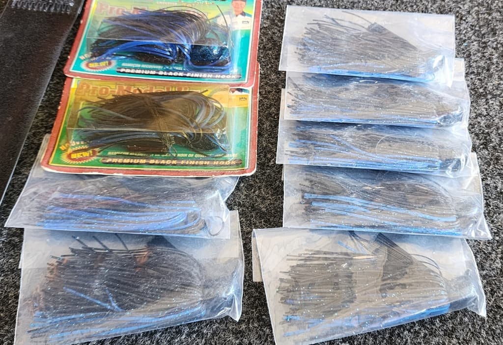 9 Strike King 1/2 oz Black Blue Pro Model & Tour Grade Skipping Jigs NEW - Image 1